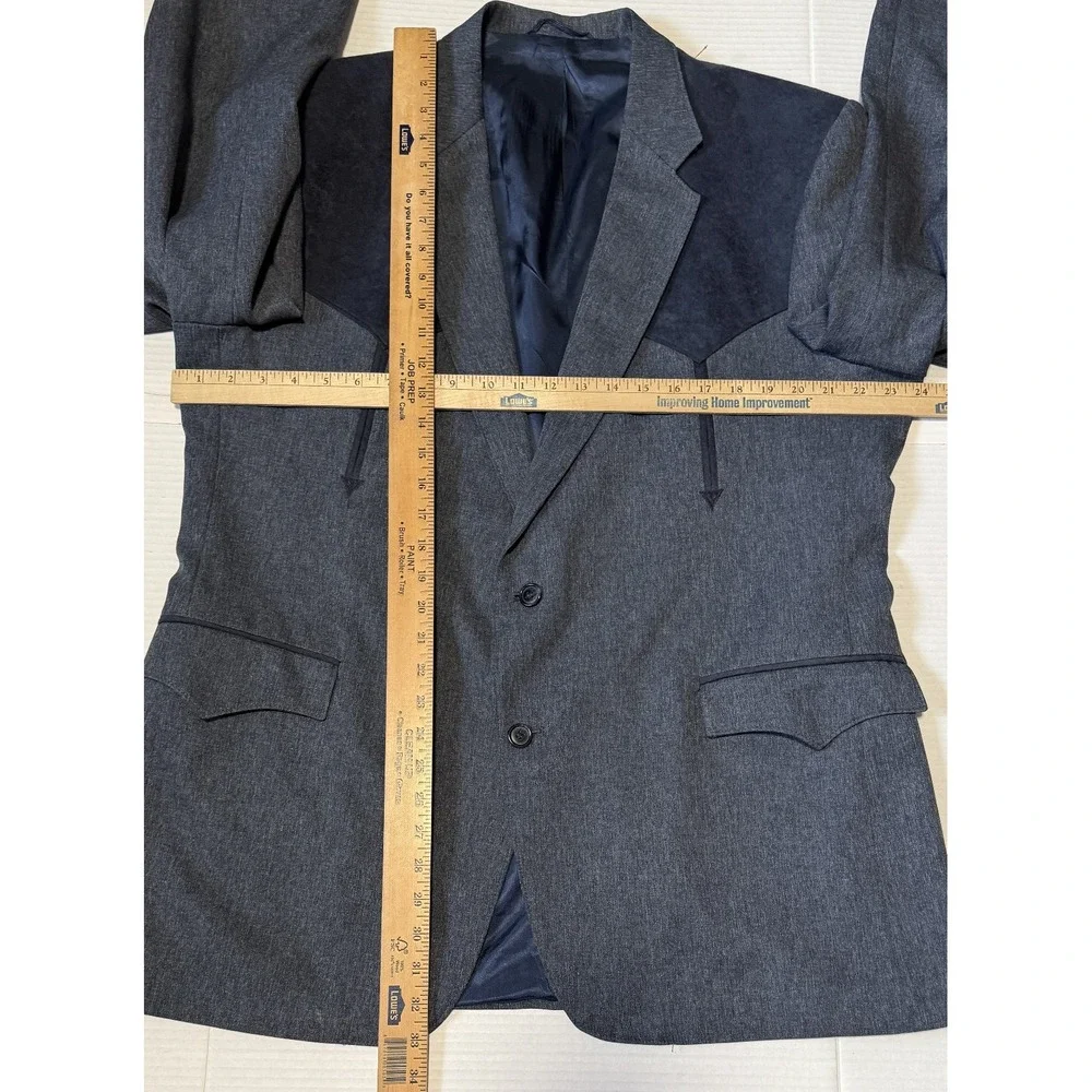 CIRCLE S Dallas Texas - Men's VTG Western Blazer Jacket Gray Suede Yoke USA -48L